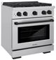 ZLINE Autograph Edition 30" Stainless Steel Pro Style Gas Range with 4 Burner Cooktop and Matte Black Accents-3