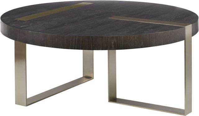 Uttermost® Converge Dry Ebony Coffee Table with Brushed Pewter Base-3