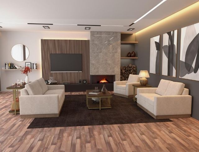 International Furniture Direct Georgia Ivory Sofa-1