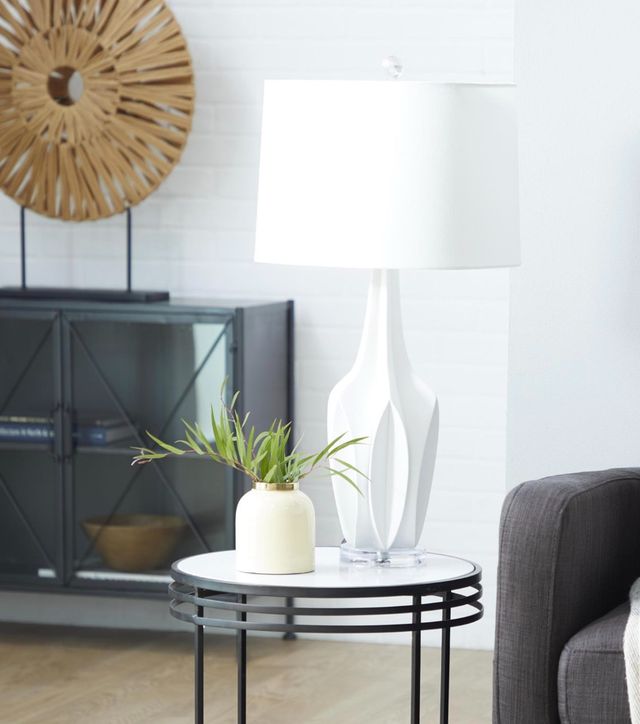 Deco Marche White Polystone Table Lamp-3