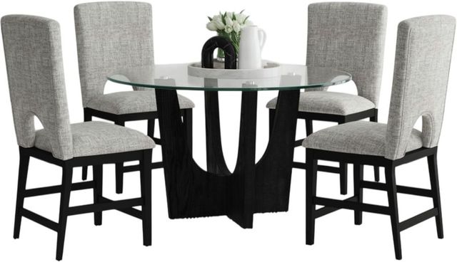 Elements International Oregon 5-Piece Glass Top Counter Dining Set with Black Base-0