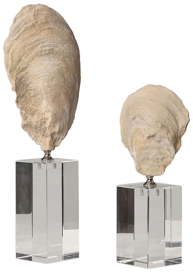 Uttermost® Oyster 2-Piece Aged Ivory Shell Sculpture Set-0