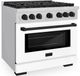 ZLINE Autograph Edition Paramount 36" Stainless Steel Pro Style Dual Fuel Range with White Matte Door and Matte Black Accents-2