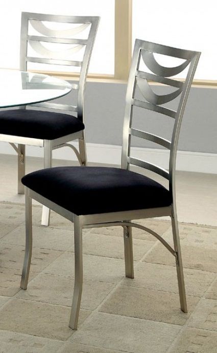 Furniture of America® Roxo 2-Piece Black/Silver Dining Side Chair Set-2