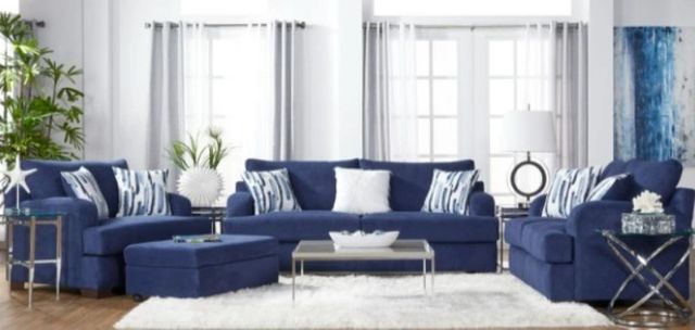 Hughes Furniture® 14100 Cameo Navy Sofa-1