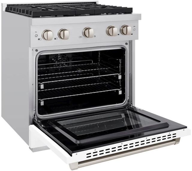 ZLINE Paramount 30" Stainless Steel Pro Style Dual Fuel Range with White Matte Door-2