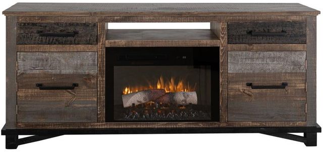 International Furniture Direct Loft Brown Gray Fireplace TV Stand-3