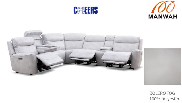 Cheers Man Wah Bolero Fog 6-Piece Power Reclining Sectional-0