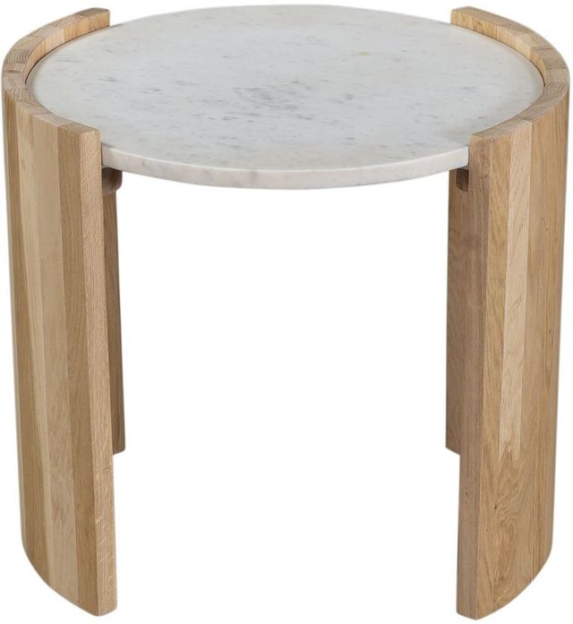 Moe's Home Collection Dala White Side Table with Oak Base -1