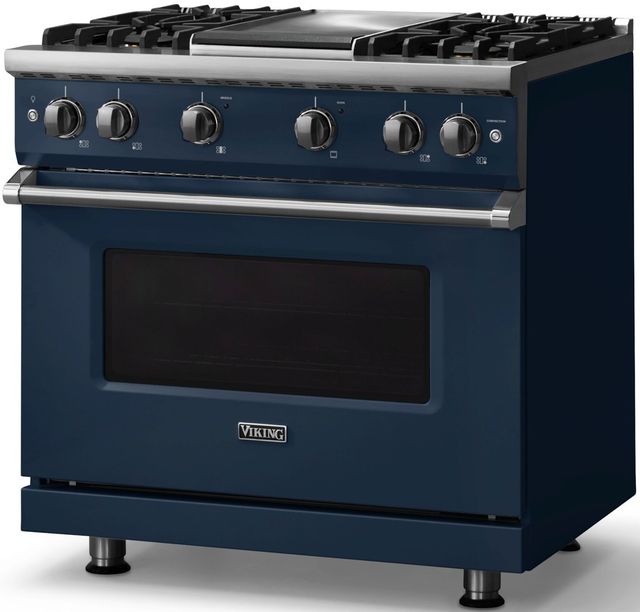 Viking® 5 Series 36" Slate Blue Pro Style Gas (NG) Range with Polished Chrome Trim-2