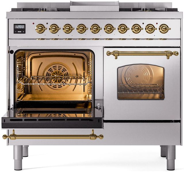 Ilve® Nostalgie II Series 40" Stainless Steel Pro Style Dual Fuel Range-2