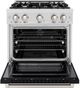 ZLINE Select 30" Satin Stainless Steel Pro Style Dual Fuel Range with Black Matte Door-1