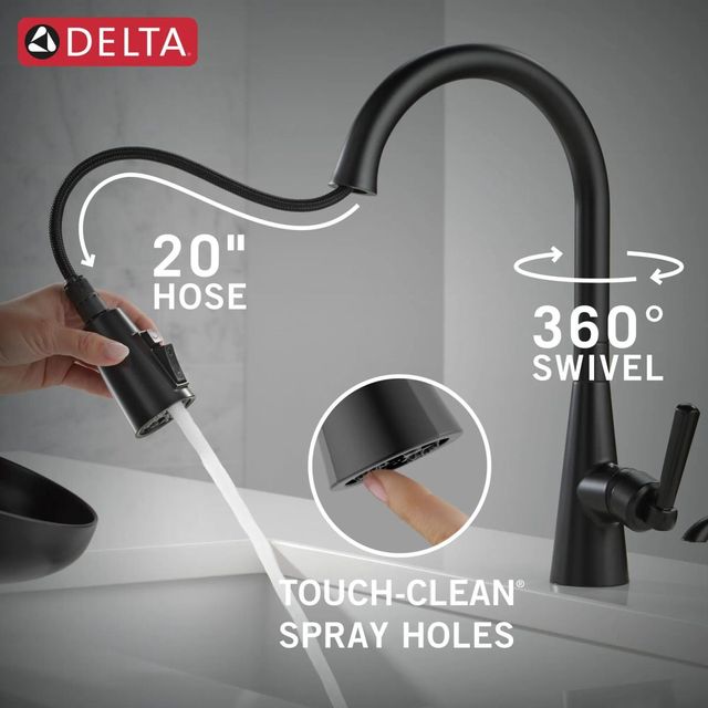 Delta Boyd™ Matte Black Single Handle Kitchen Faucet  with Soap Dispenser and ShieldSpray Technology -3