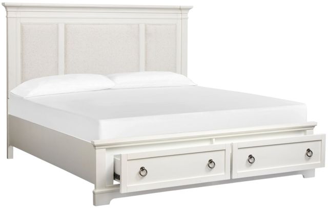 Magnussen Home® Kingston Whisper White King Panel Storage Bed with Upholstered Headboard-2