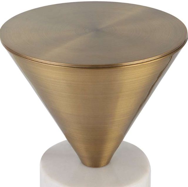 Uttermost® Top Hat Brushed Brass Drink Table with White Base-3