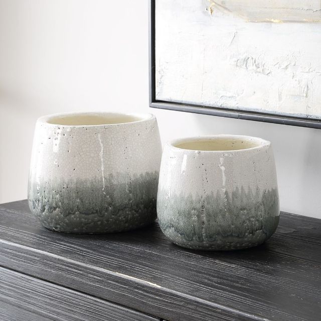 Uttermost® Nimbus 2-Piece Aged White Vases Set-1