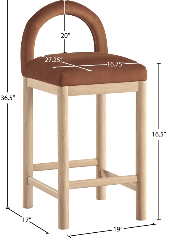 Meridian Furniture Conrad Cognac/Natural Upholstered Counter Stool-2