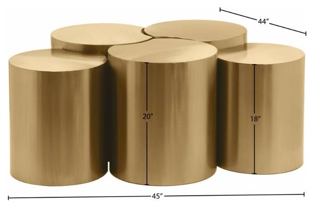 Meridian Furniture Dimple 5-Piece Gold Modular Nesting Coffee Table Set-2