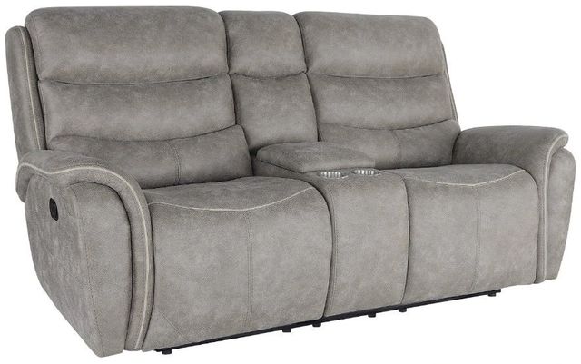 New Classic® Home Furnishings Kamari Gray Dual Manual Reclining Console Loveseat-0