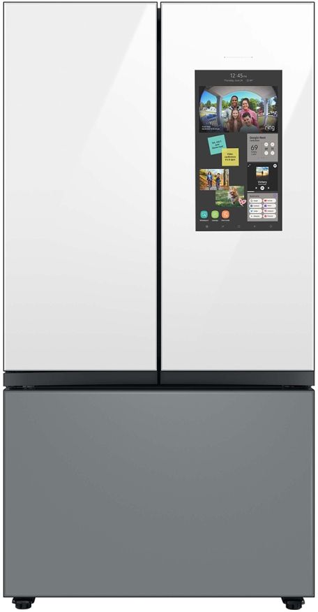 Samsung Bespoke 24 Cu. Ft. Matte Grey/White Glass Counter Depth 3-Door French Door Refrigerator with Family Hub™-0