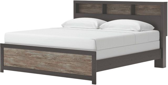 Signature Design by Ashley® Broachmyn Black/Gray Lighted King Bookcase Panel Bed-4