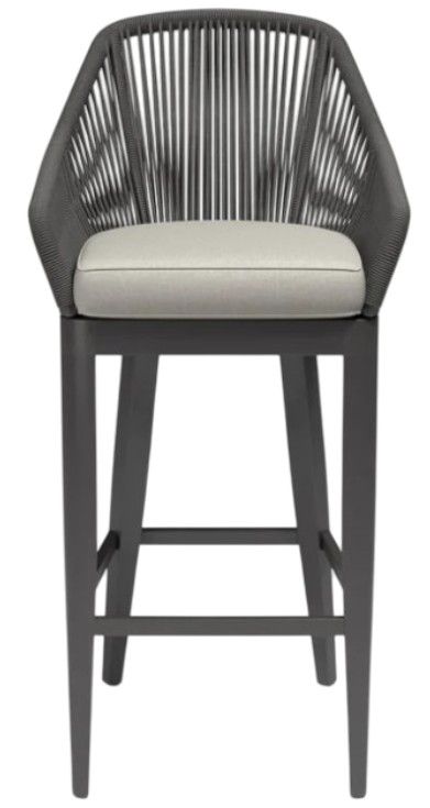 Sunset West Milano Charcoal Gray Aluminum/Olefin Rope Outdoor Bar Stool with Echo Ash Cushion-1