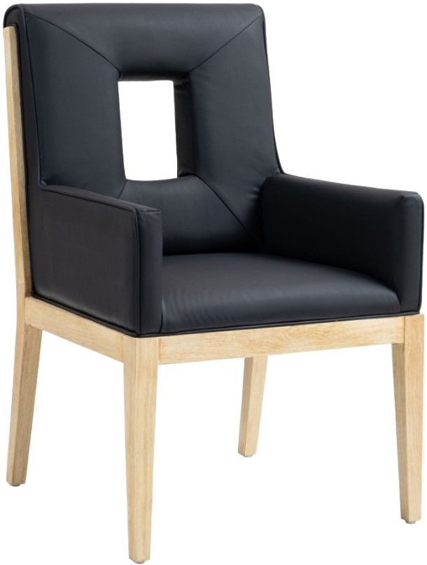 Meridian Furniture Gwendolyn Black/Natural Vegan Leather Dining Chair-0