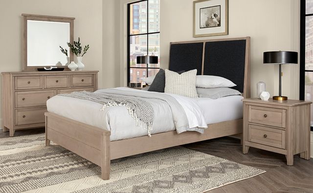 Vaughan-Bassett Woodbridge Black/Shadow Gray California King Upholstered Panel Bed-1