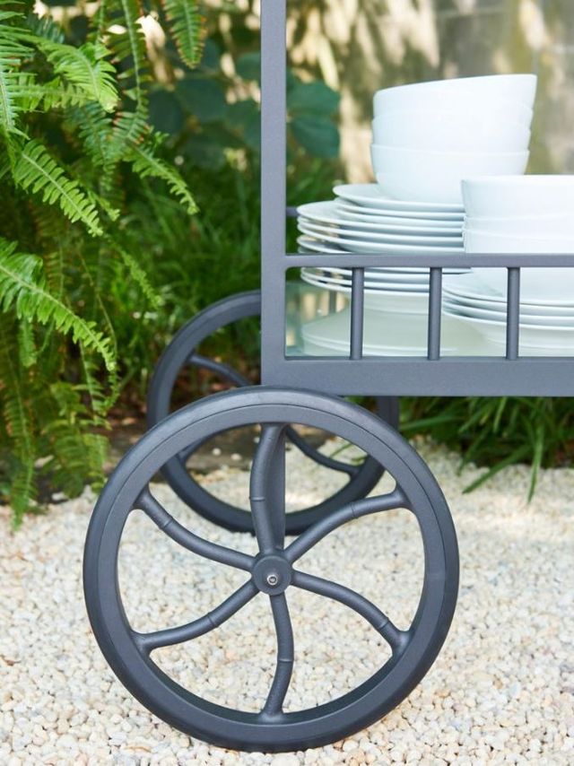 Lane Venture® Winterthur Estate Obsidian Black Bar Cart with Wheels-2