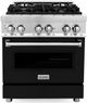 ZLINE 30" Stainless Steel Pro Style Dual Fuel Range with Black Matte Door-0
