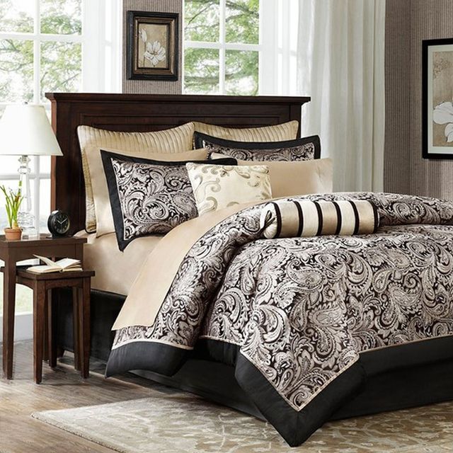 Olliix by Madison Park Black Full Aubrey 12 Piece Complete Bed Set-0