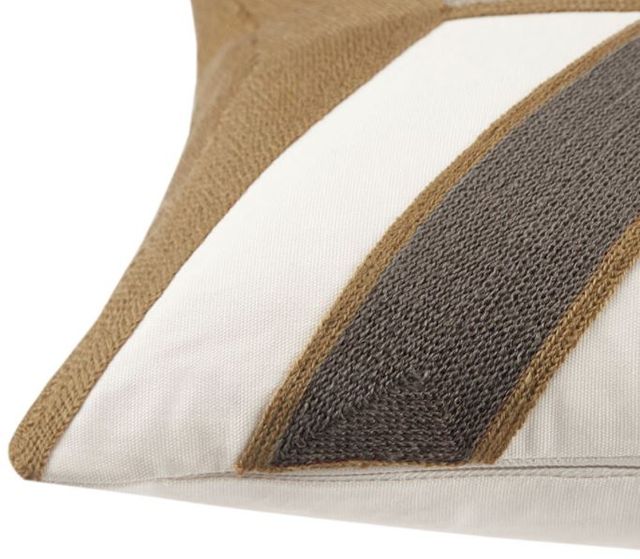 Olliix by INK+IVY Aero Natural 12" x 20" Embroidered Abstract Oblong Pillow-2