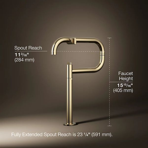 KOHLER® Components® Vibrant French Gold Deck-Mount Pot Filler-4