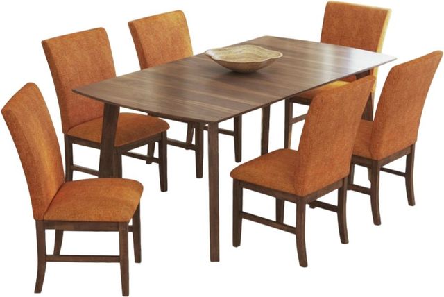 Elements International Santa Barbara 7-Piece Orange/Walnut Rectangular Dining Set-0