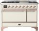 Ilve® Majestic III 48" Antique White Pro Style Dual Fuel Liquid Propane Range with Solid Door and Copper Trim-0