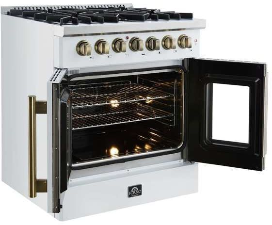 FORNO® Galiano Alta Qualita 30" White Pro Style Dual Fuel Range -4