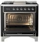 Ilve® Majestic III 36" Glossy Black Pro Style Dual Fuel Liquid Propane Range with Solid Door and Chrome Trim-1