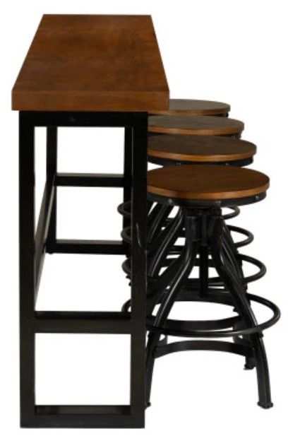 Powell® Haywood 5-Piece Black/Brown Sofa Bar Table Set-3