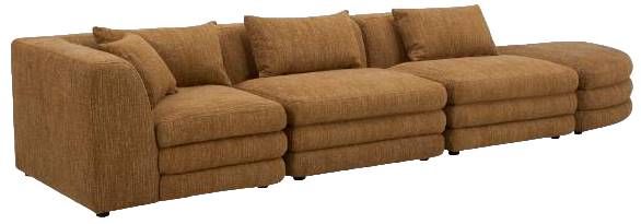 Moe's Home Collection Lowtide Linear 4-Piece Amber Glow Right-Arm Facing Modular Sectional and Ottoman-0