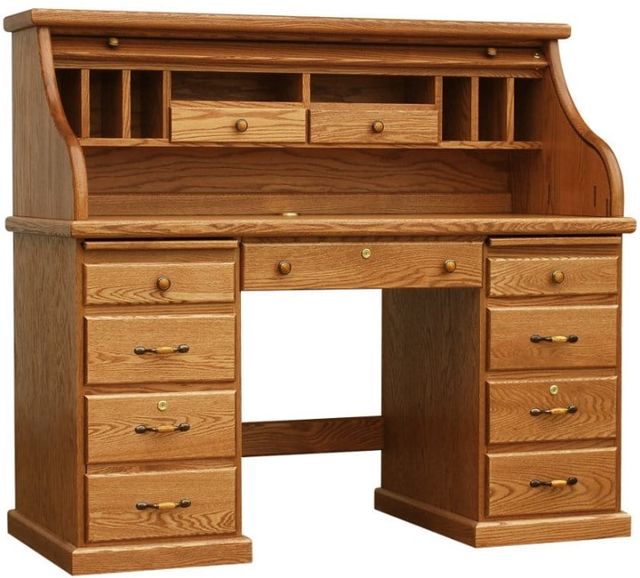 Wolfcraft Furniture Classic Brown 54'' Office Desk with Roll Top-0
