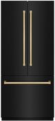 ZLINE Autograph Edition 36 in. 19.6 Cu. Ft. Black Stainless Steel Built In French Door Refrigerator with Graphite Gray Interior and Polished Gold Accents-0