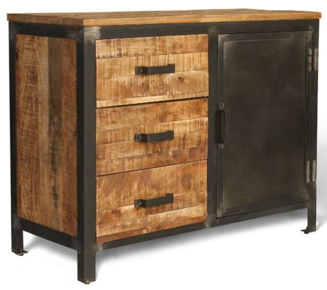 Jaipur Furniture Induse Black/Brown 3-Drawer Sideboard-0