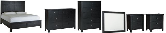 Signature Design by Ashley® Noorbrook 6-Piece Black King Storage Panel Bed Set-0