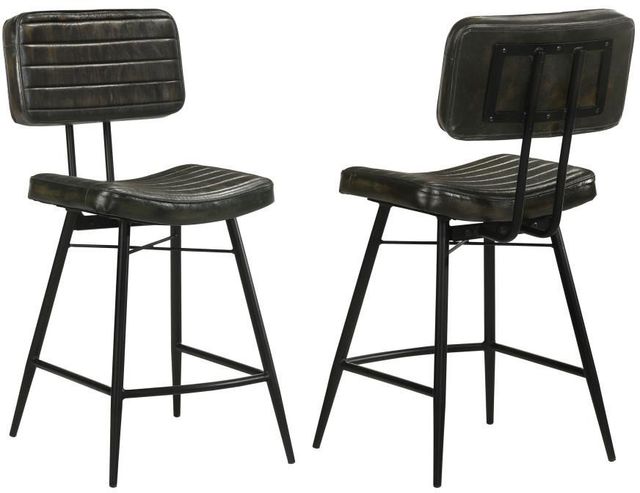 Coaster® Partridge 2-Piece Antique Espresso Leather Counter Stool-0