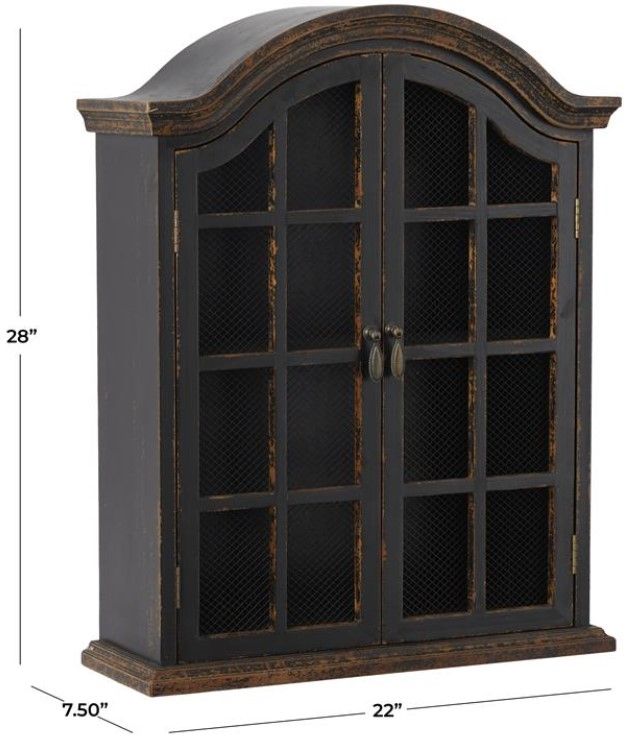 Deco Marche Black 2-Doors Wall Shelf with Arched Shutter-2