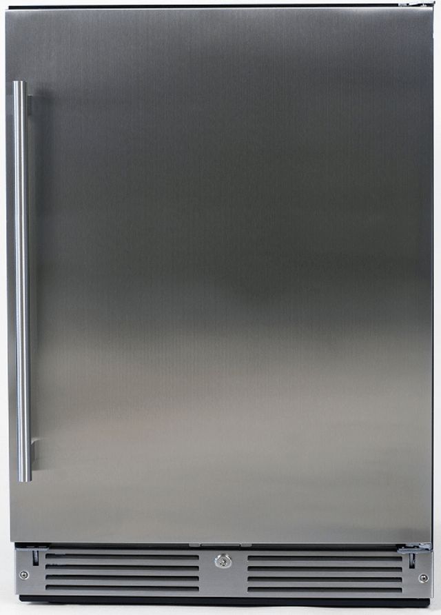XO 24" 5.7 Cu. Ft. Fingerprint Resistant Stainless Steel Undercounter Beverage Center with Right Hinge Solid Door-0