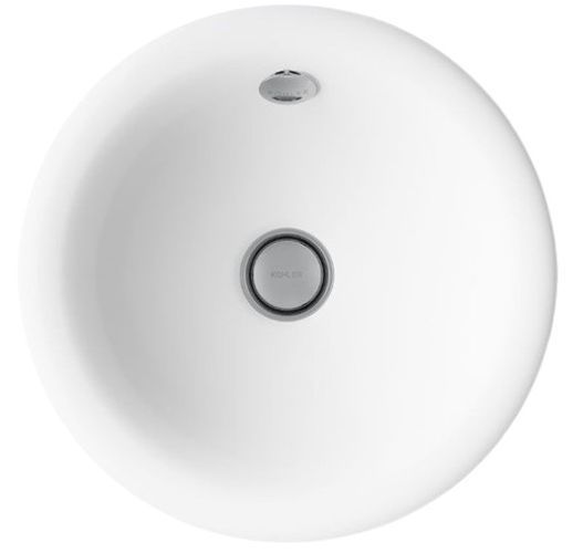 Kohler Iron Plains® White 12" Round Drop-In/Undermount/Vessel Bathroom Sink-1