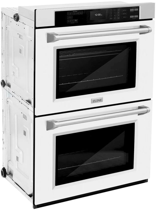 ZLINE Professional 30" Stainless Steel Double Electric Wall Oven with White Matte Doors-1