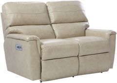 La-Z-Boy® Ava Ivory Leather Power Reclining Loveseat with Headrest and Lumbar
