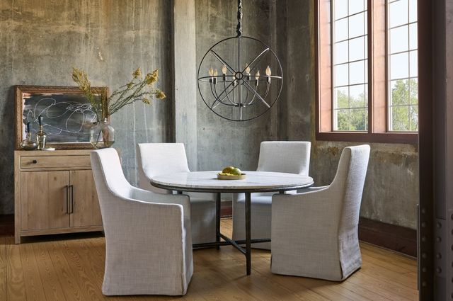 Universal Explore Home™ Griffith Park White Round Dining Table with Bronze Base-1